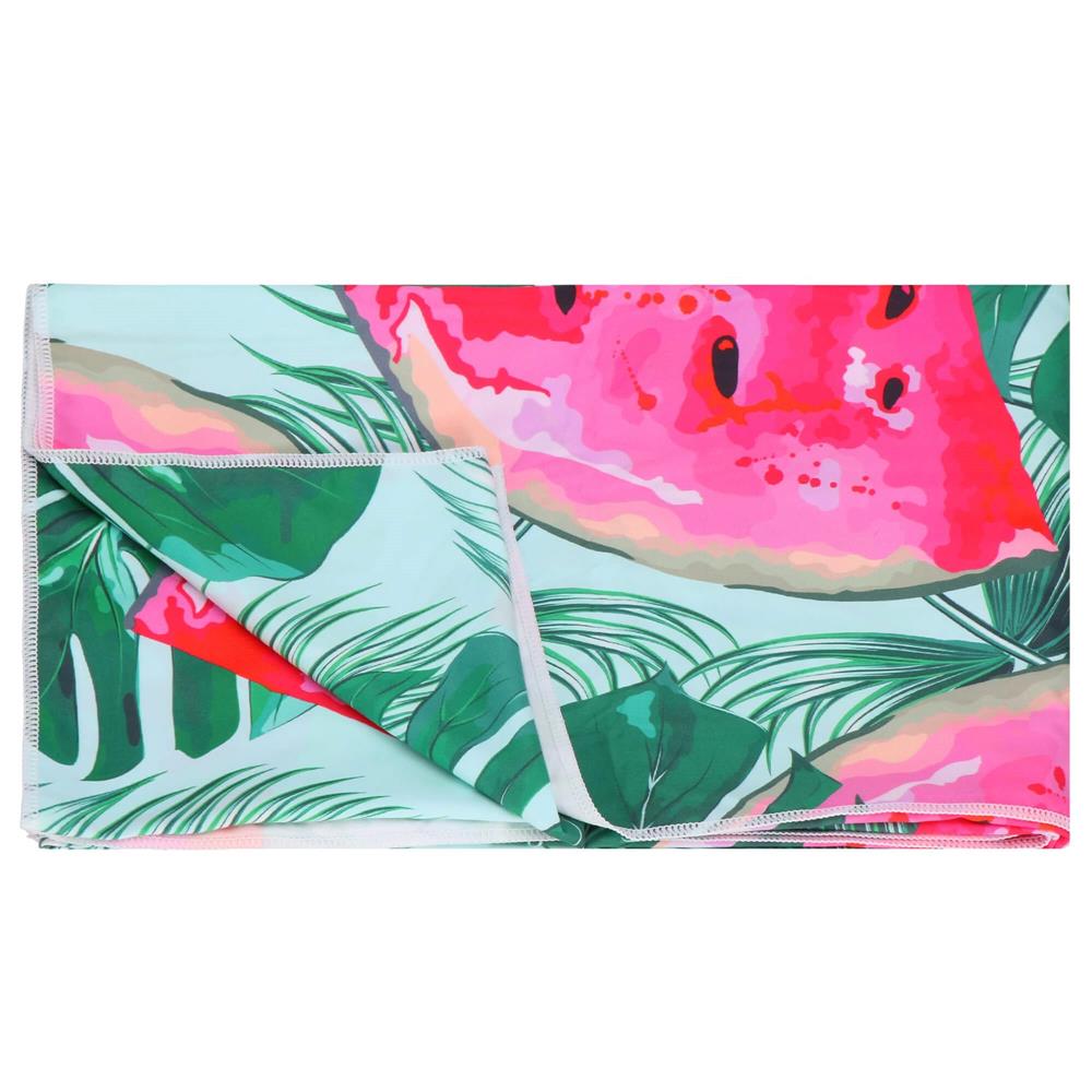 Prosop de plaja cu uscare de rapida, husa de transport, 90x180cm, model pepene verde Household NewTrend