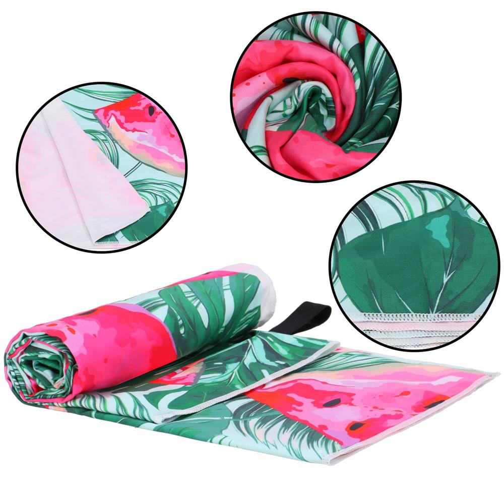 Prosop de plaja cu uscare de rapida, husa de transport, 90x180cm, model pepene verde Household NewTrend