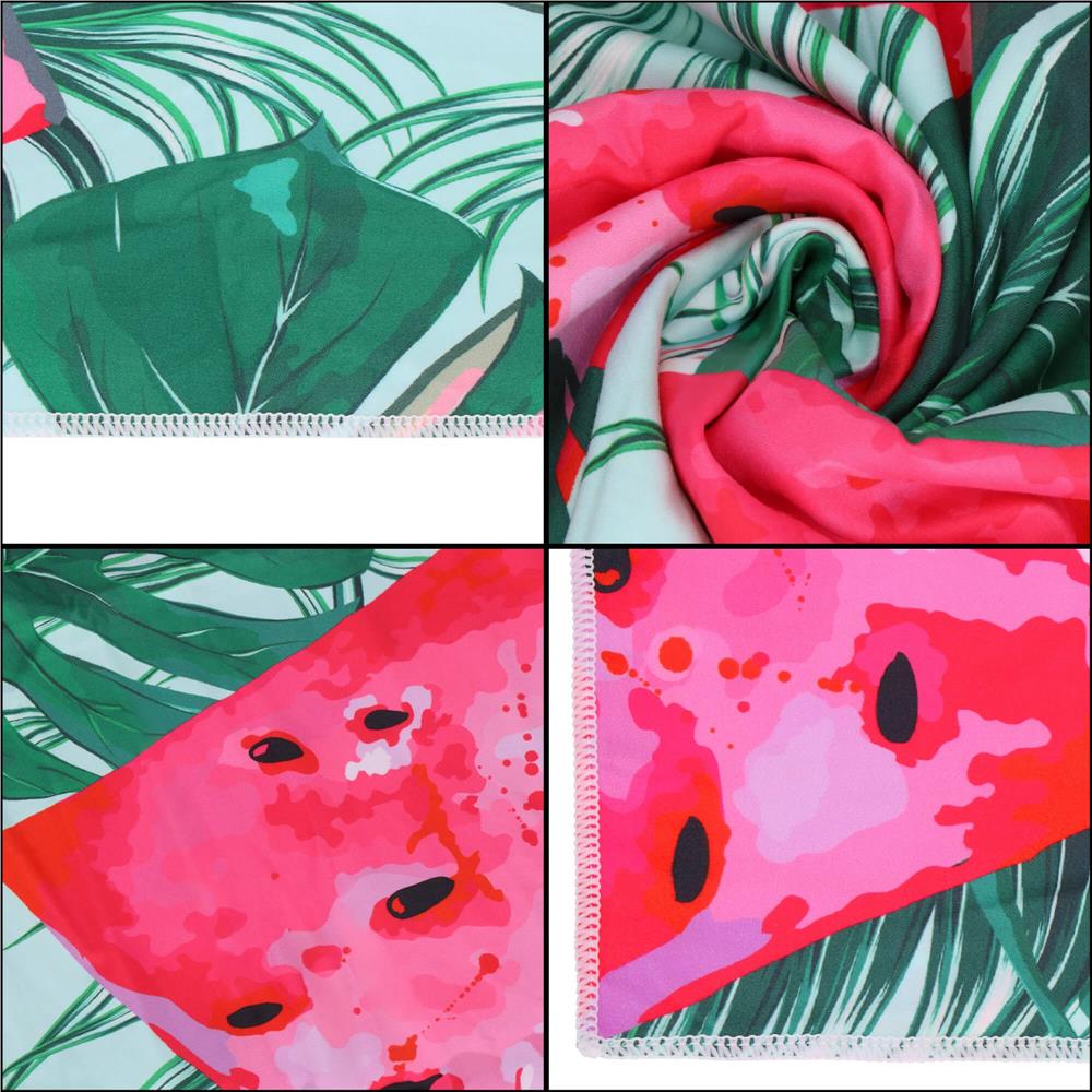 Prosop de plaja cu uscare de rapida, husa de transport, 90x180cm, model pepene verde Household NewTrend