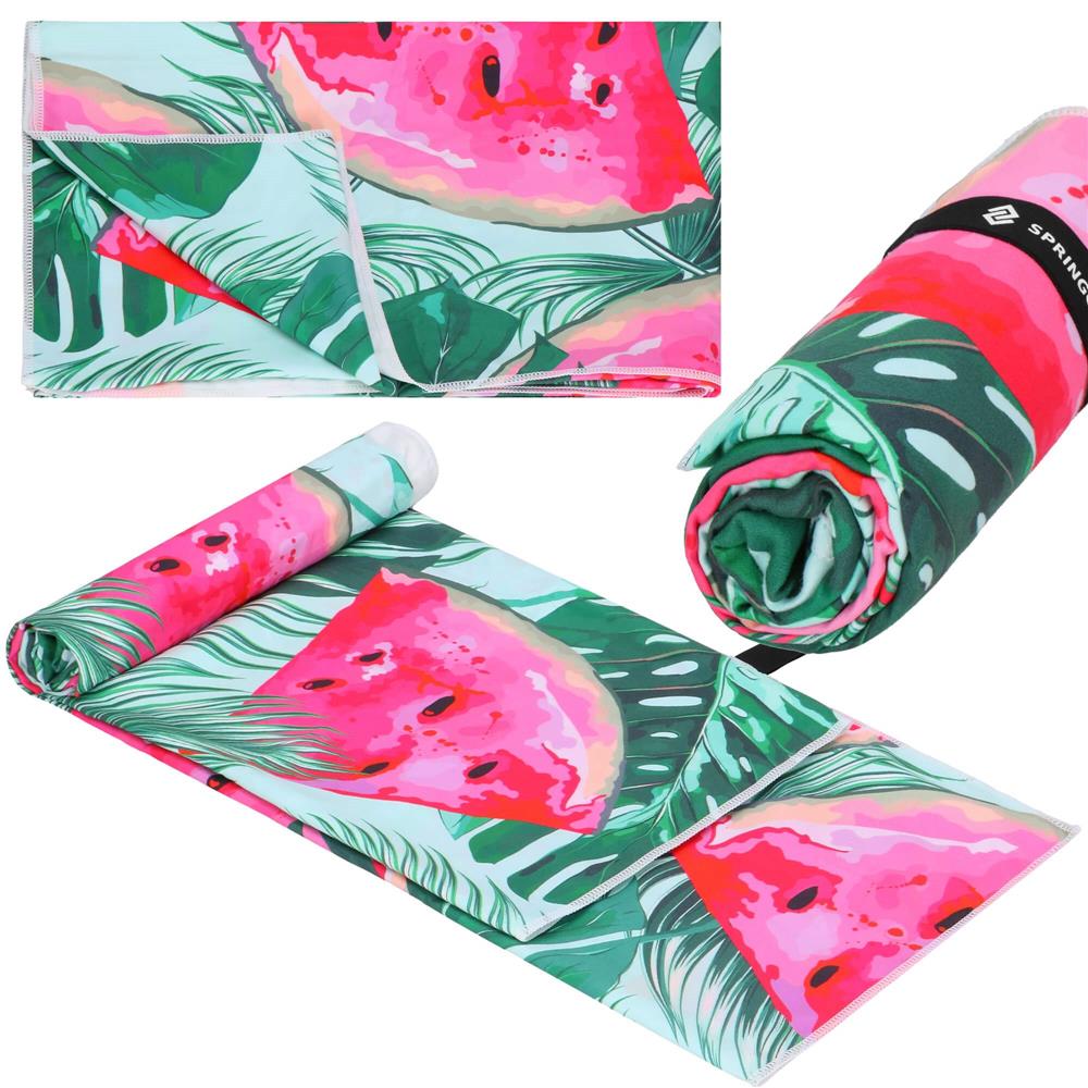 Prosop de plaja cu uscare de rapida, husa de transport, 90x180cm, model pepene verde Household NewTrend