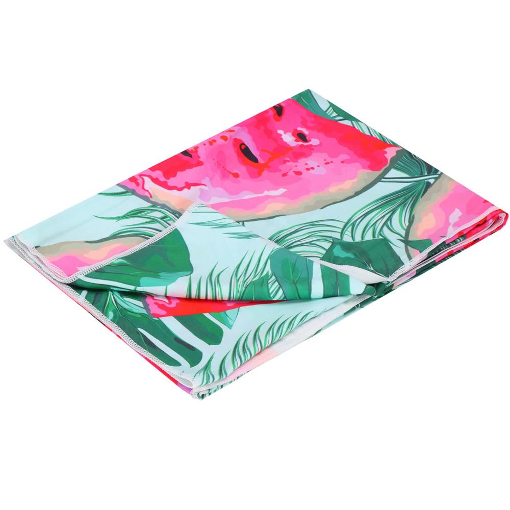Prosop de plaja cu uscare de rapida, husa de transport, 90x180cm, model pepene verde Household NewTrend