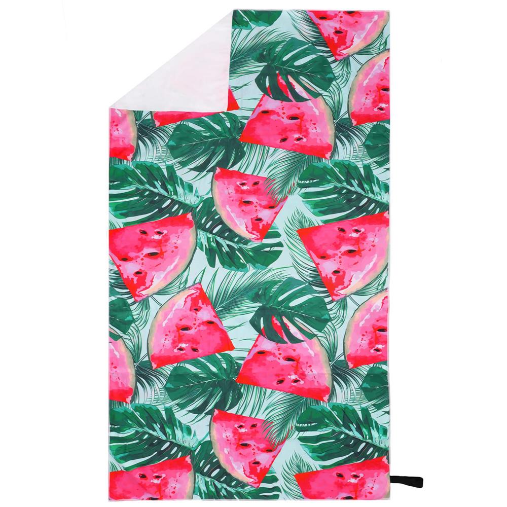 Prosop de plaja cu uscare de rapida, husa de transport, 90x180cm, model pepene verde Household NewTrend