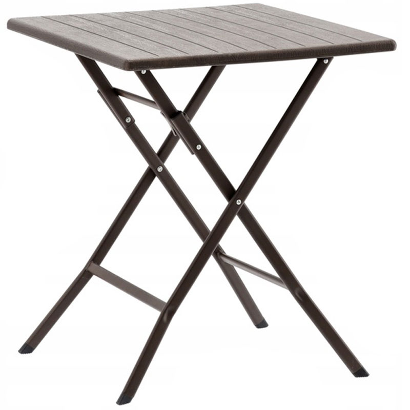 Masa de plastic pliabila, pentru gradina sau balcon, 62x62x73cm, maro imitatie lemn Household NewTrend