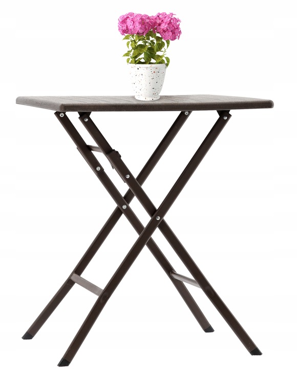 Masa de plastic pliabila, pentru gradina sau balcon, 62x62x73cm, maro imitatie lemn Household NewTrend