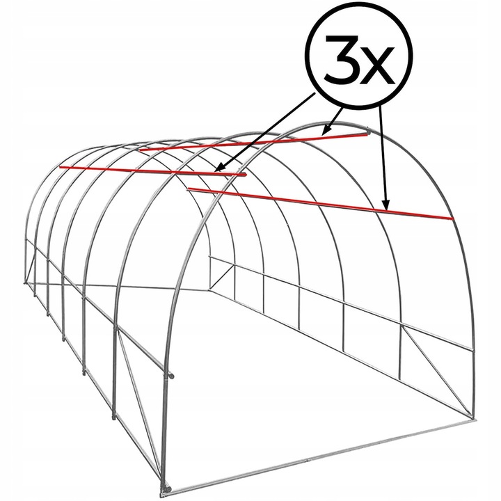 Sera de gradina, tip tunel cu cadru metalic, 300x600cm, 13 ferestre, verde, 18 mp Household NewTrend