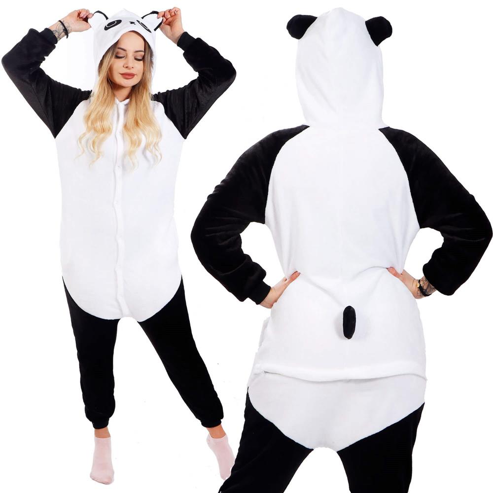 Pijama tip salopeta pentru adulti, model Panda, marime L Household NewTrend