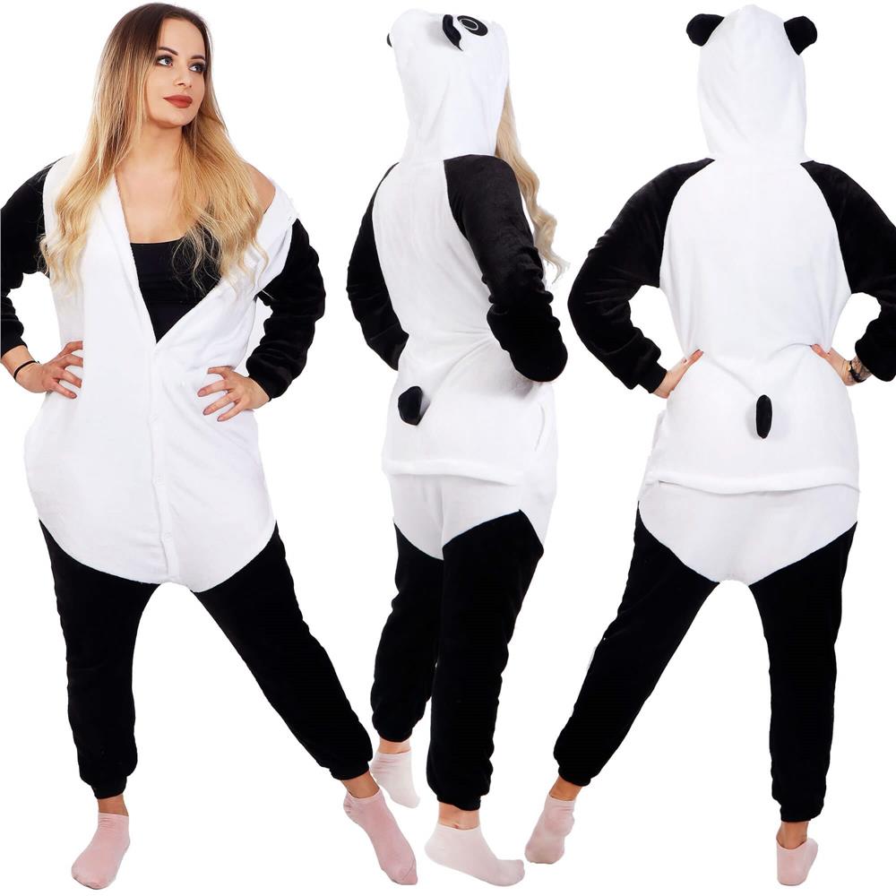 Pijama tip salopeta pentru adulti, model Panda, marime L Household NewTrend