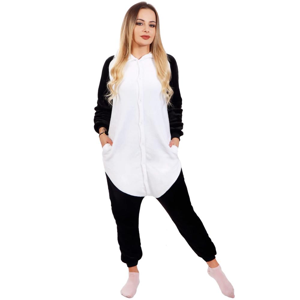 Pijama tip salopeta pentru adulti, model Panda, marime L Household NewTrend