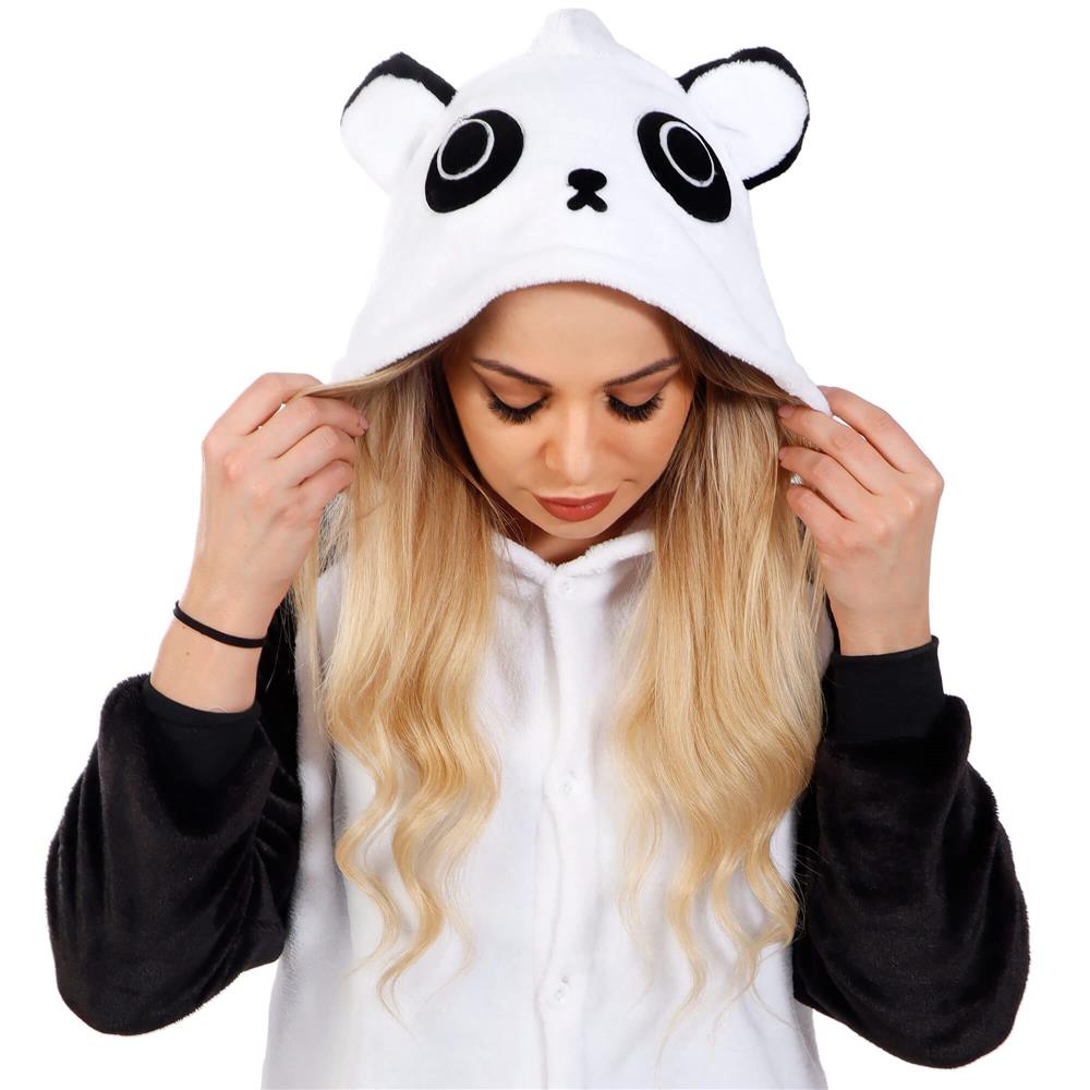 Pijama tip salopeta pentru adulti, model Panda, marime L Household NewTrend