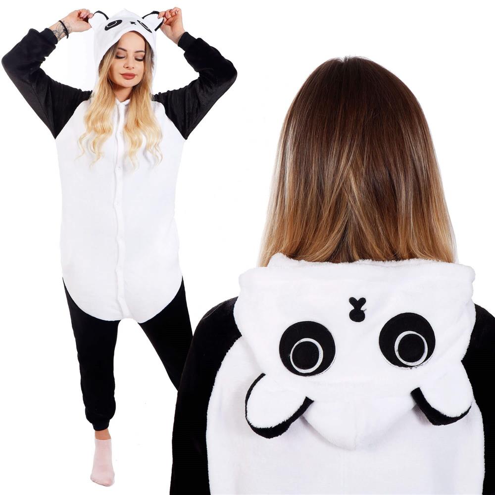 Pijama tip salopeta pentru adulti, model Panda, marime M Household NewTrend