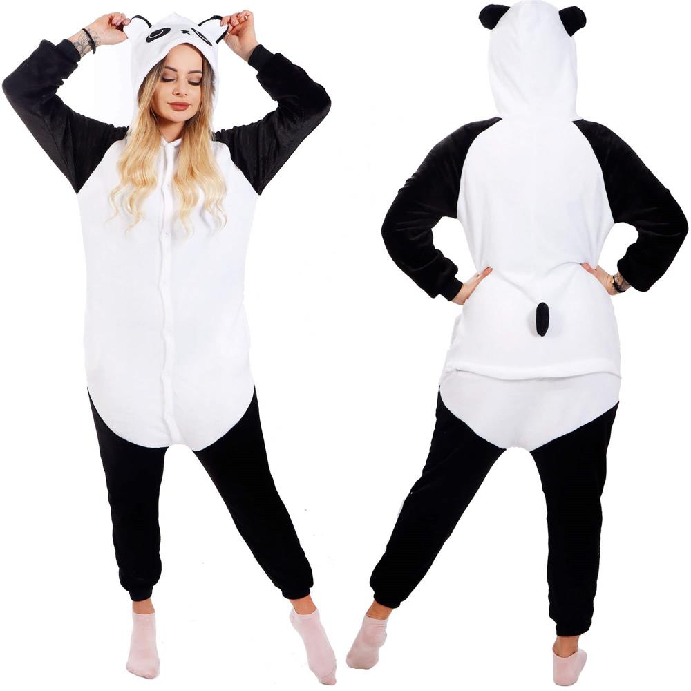 Pijama tip salopeta pentru adulti, model Panda, marime M Household NewTrend