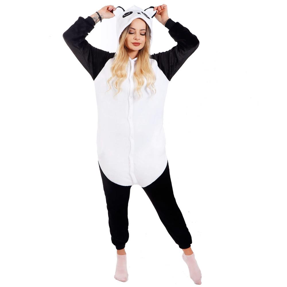 Pijama tip salopeta pentru adulti, model Panda, marime M Household NewTrend