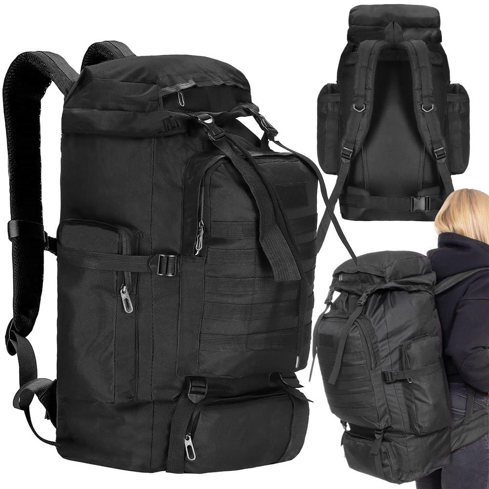 Rucsac drumetie de capacitate mare, 60L, compartimentat, hamuri reglabile, negru Household NewTrend