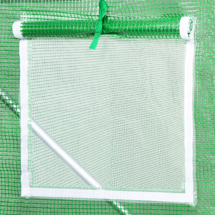 Sera de gradina, tip tunel cu cadru metalic, 300x600cm, 13 ferestre, verde, 18 mp Household NewTrend