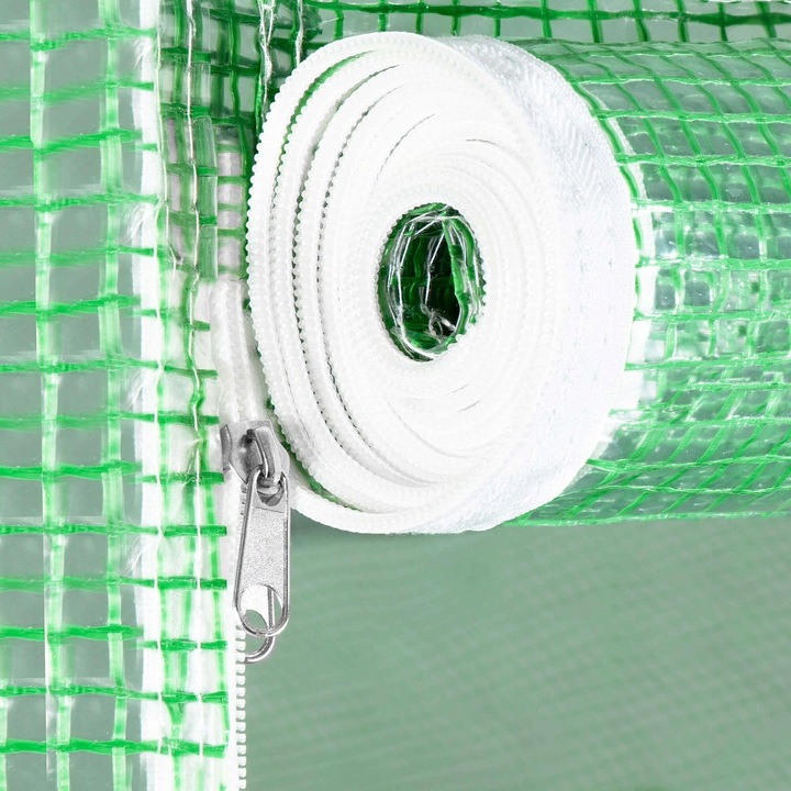 Sera de gradina, tip tunel cu cadru metalic, 300x600cm, 13 ferestre, verde, 18 mp Household NewTrend