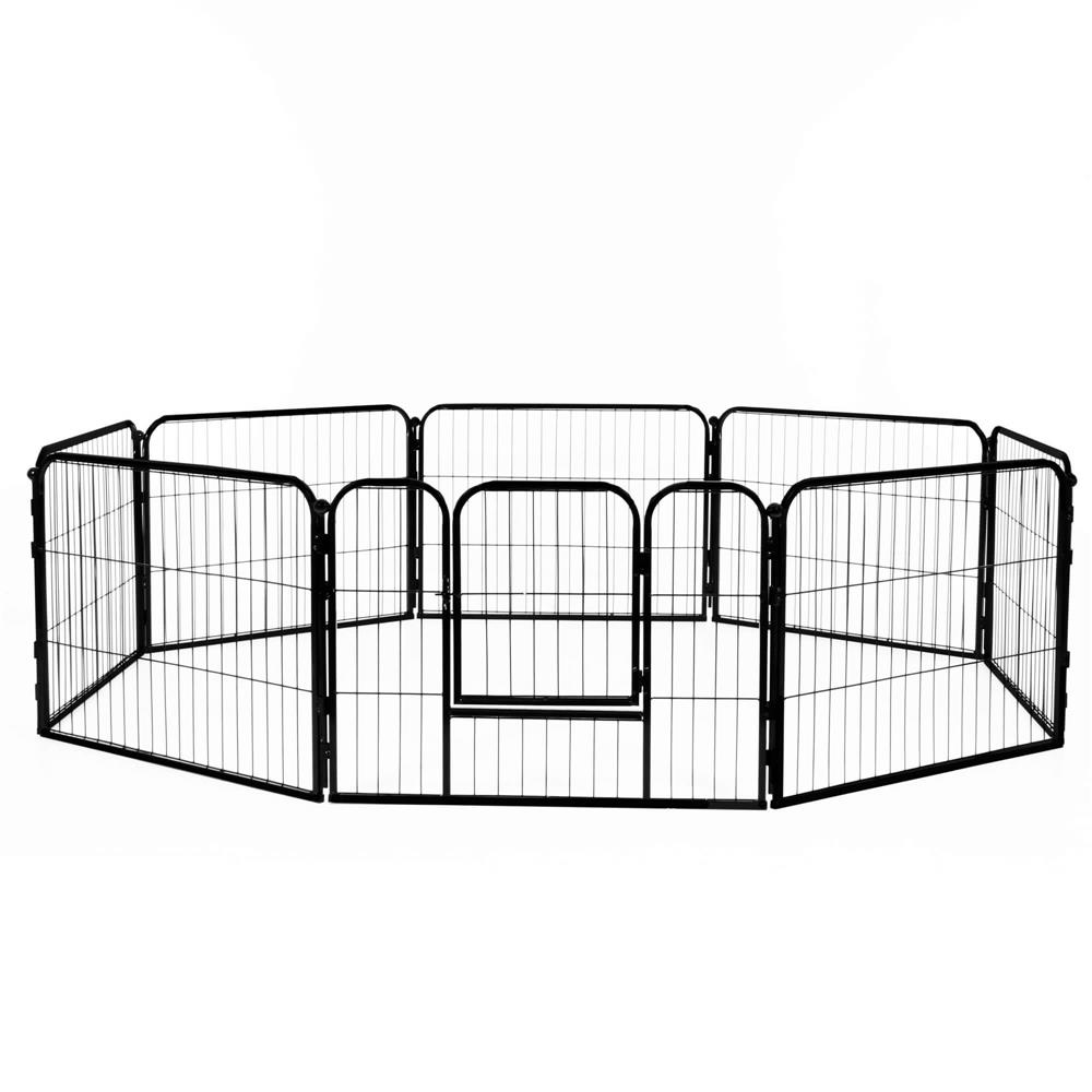 Tarc pentru animale de companie, din fier, forma configurabila, cu usa de acces, 5XL, 160x160x60cm, negru Household NewTrend