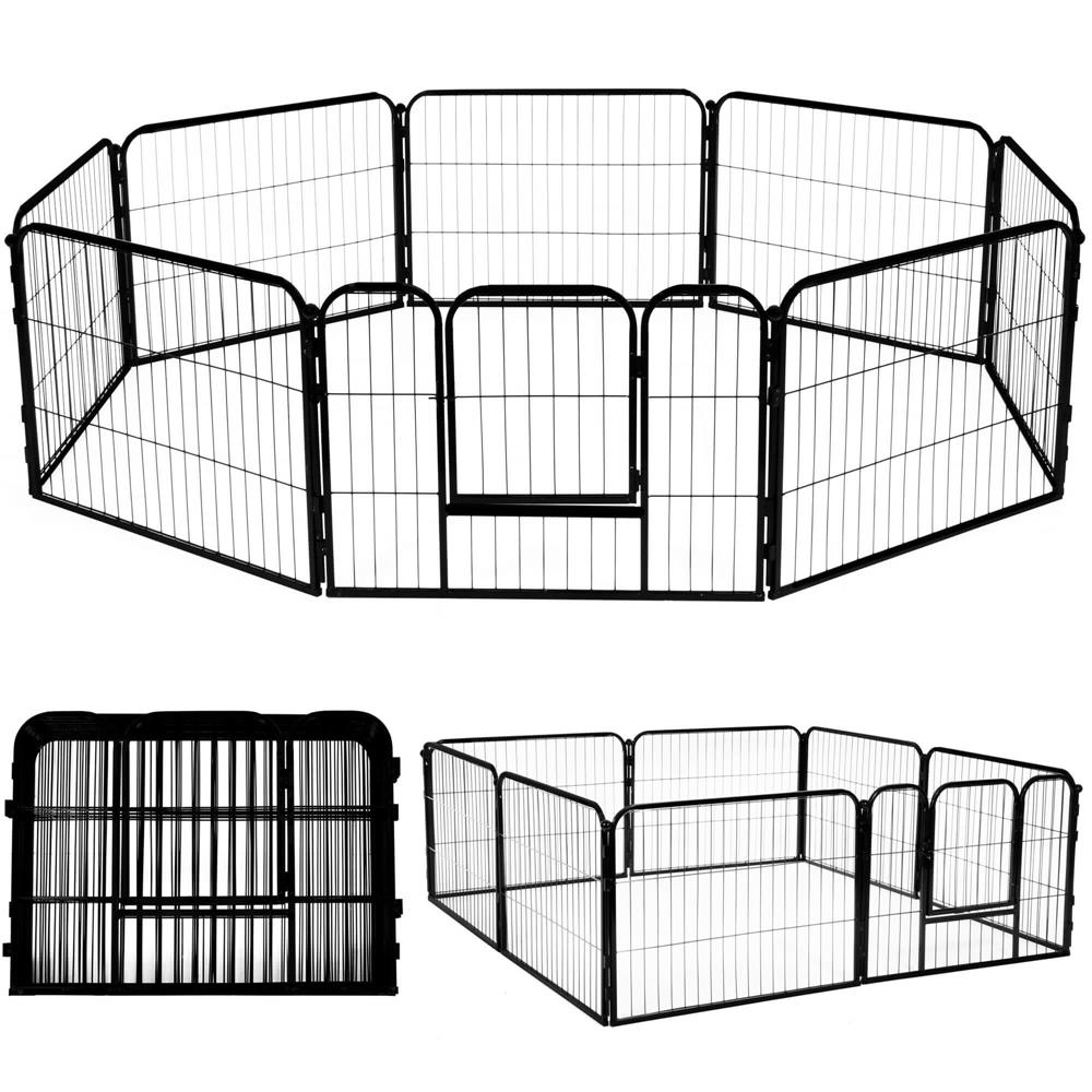 Tarc pentru animale de companie, din fier, forma configurabila, cu usa de acces, 5XL, 160x160x60cm, negru Household NewTrend