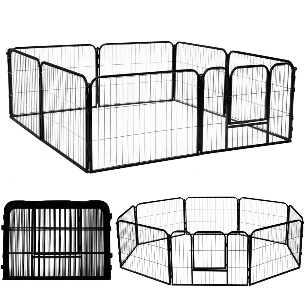 Tarc pentru animale de companie, din fier, forma configurabila, cu usa de acces, 5XL, 160x160x60cm, negru Household NewTrend
