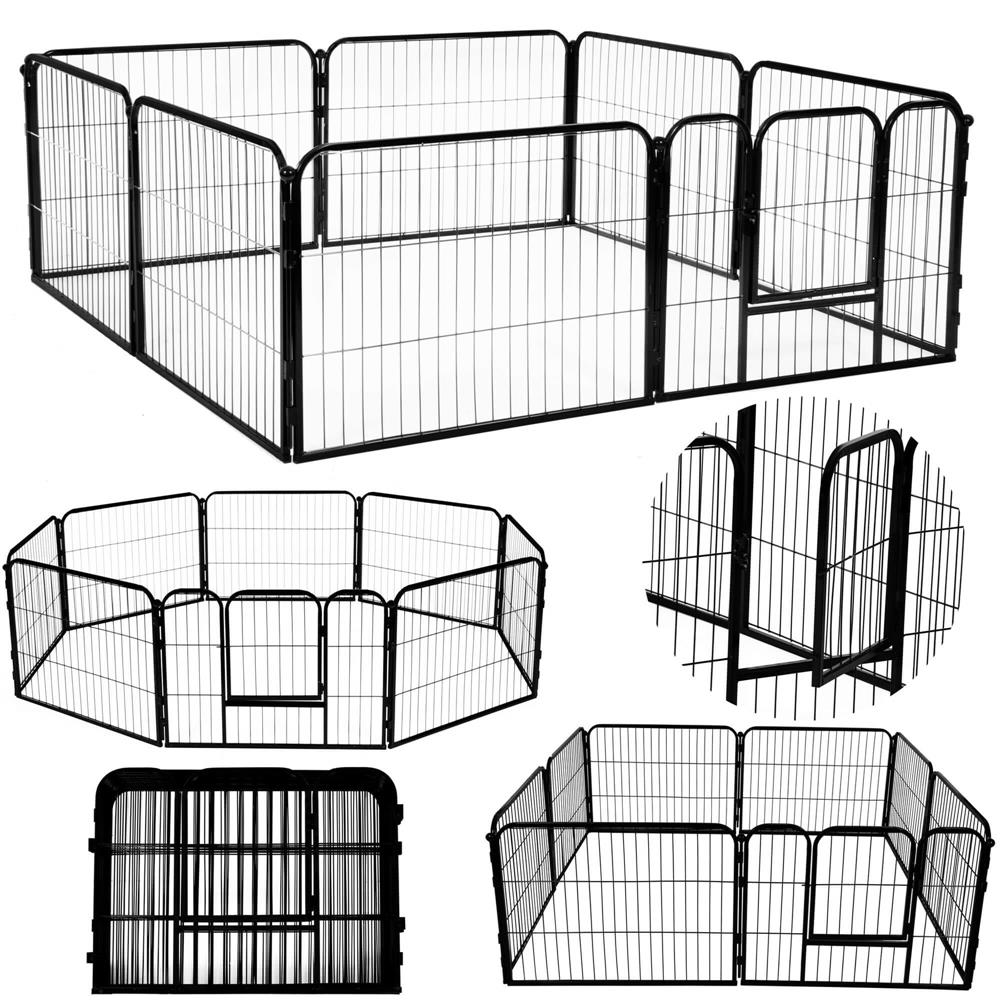 Tarc pentru animale de companie, din fier, forma configurabila, cu usa de acces, 5XL, 160x160x60cm, negru Household NewTrend