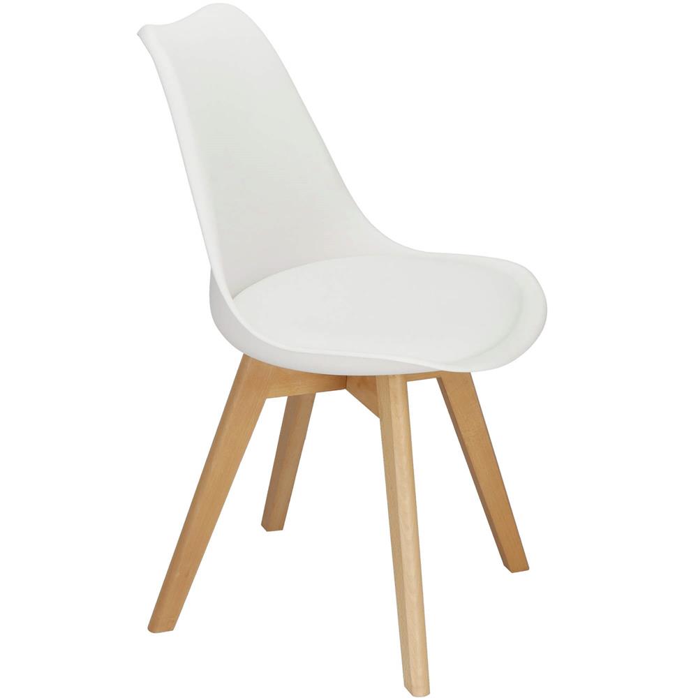 Set 4 scaune dining Verdhe pentru bucatarie cu perna tapitata cu piele ecologica, 44x82cm, alb Household NewTrend