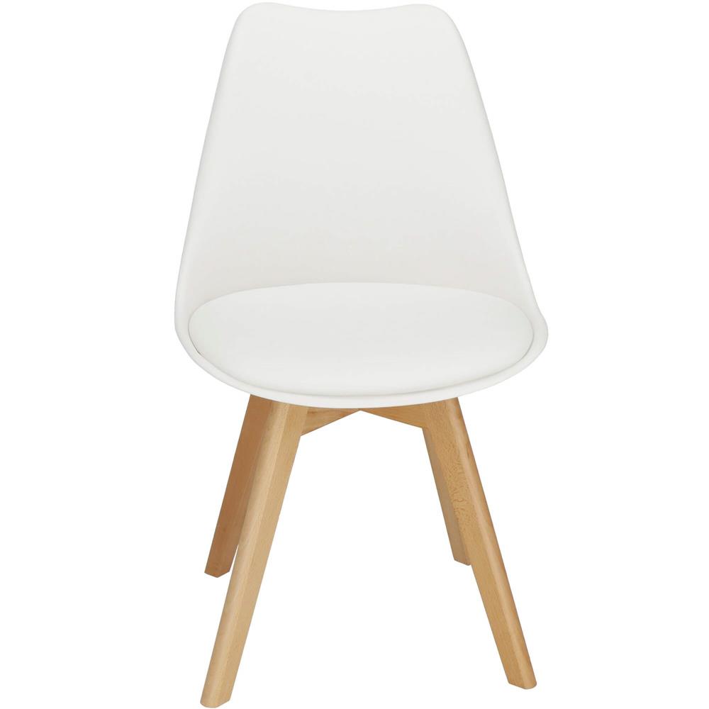 Set 4 scaune dining Verdhe pentru bucatarie cu perna tapitata cu piele ecologica, 44x82cm, alb Household NewTrend