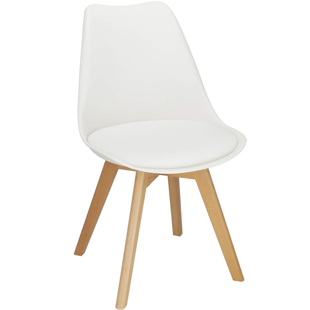 Set 4 scaune dining Verdhe pentru bucatarie cu perna tapitata cu piele ecologica, 44x82cm, alb Household NewTrend