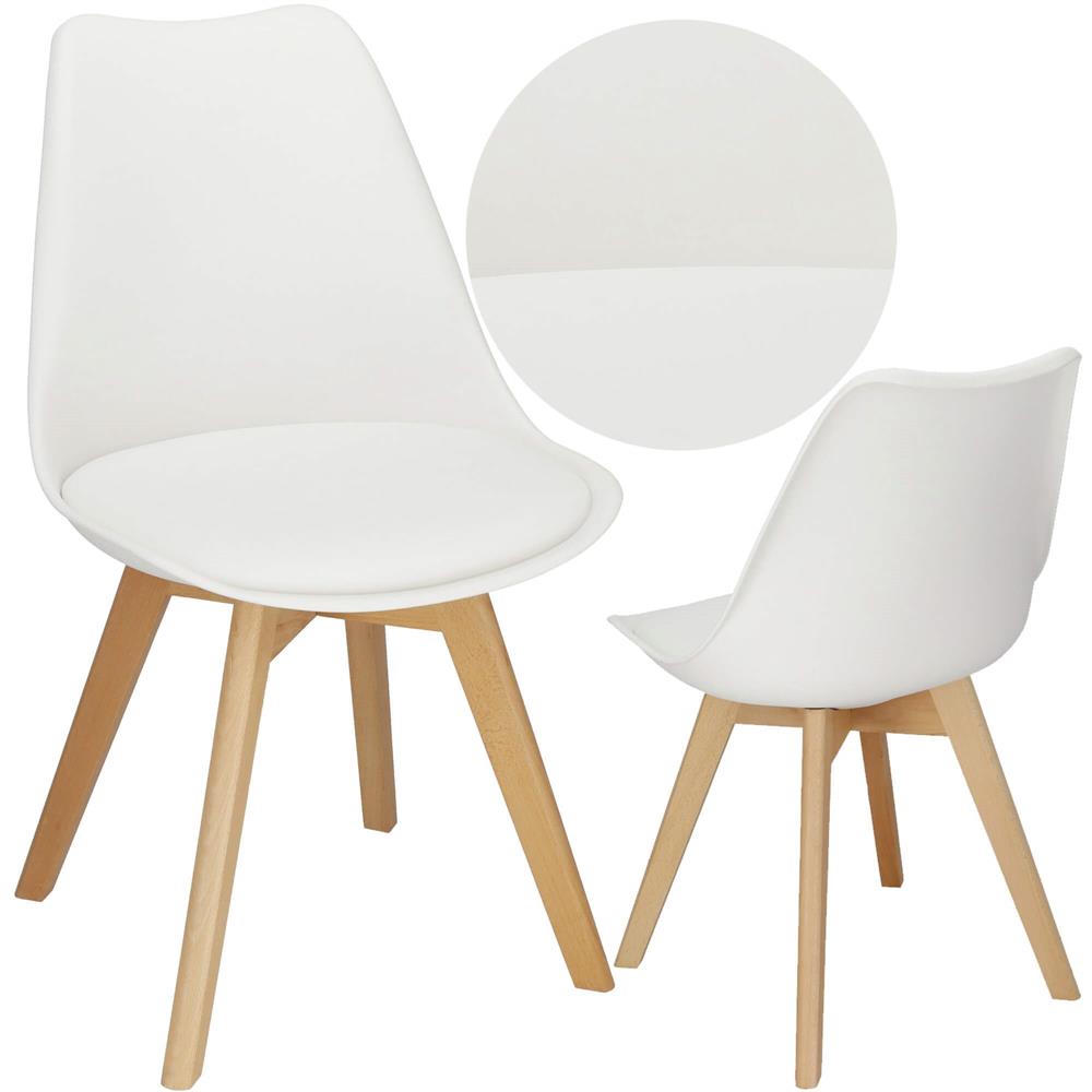 Set 4 scaune dining Verdhe pentru bucatarie cu perna tapitata cu piele ecologica, 44x82cm, alb Household NewTrend