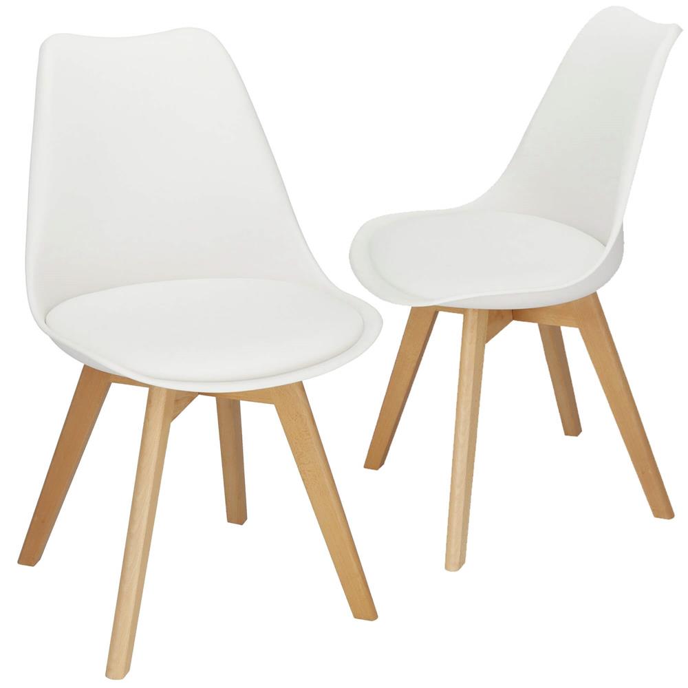 Set 4 scaune dining Verdhe pentru bucatarie cu perna tapitata cu piele ecologica, 44x82cm, alb Household NewTrend