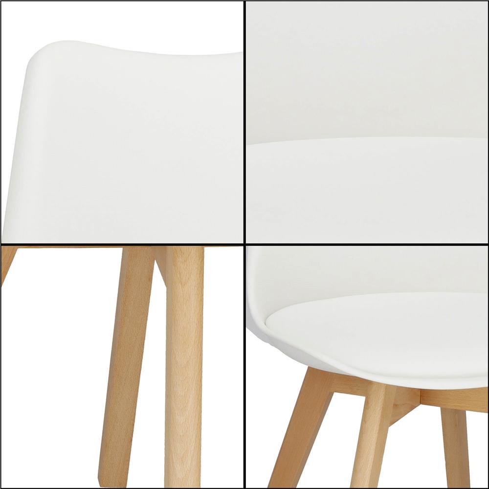 Set 4 scaune dining Verdhe pentru bucatarie cu perna tapitata cu piele ecologica, 44x82cm, alb Household NewTrend