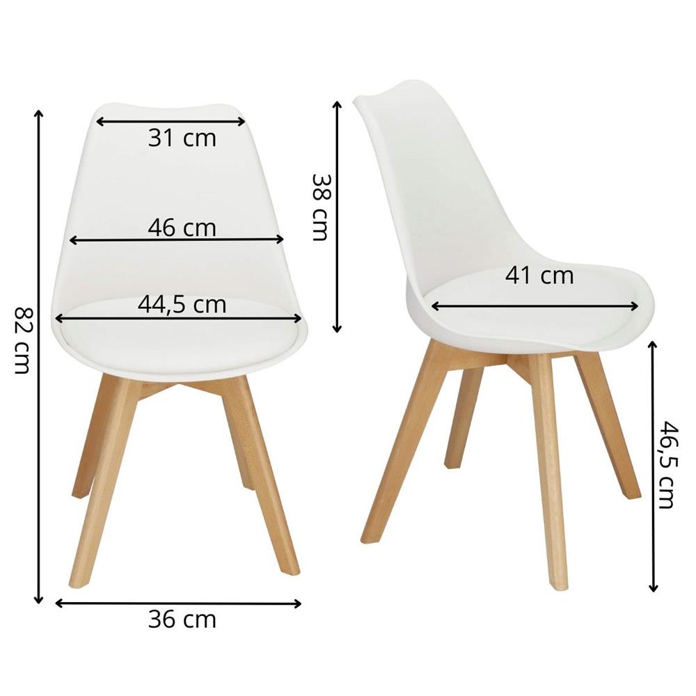 Set 4 scaune dining Verdhe pentru bucatarie cu perna tapitata cu piele ecologica, 44x82cm, alb Household NewTrend