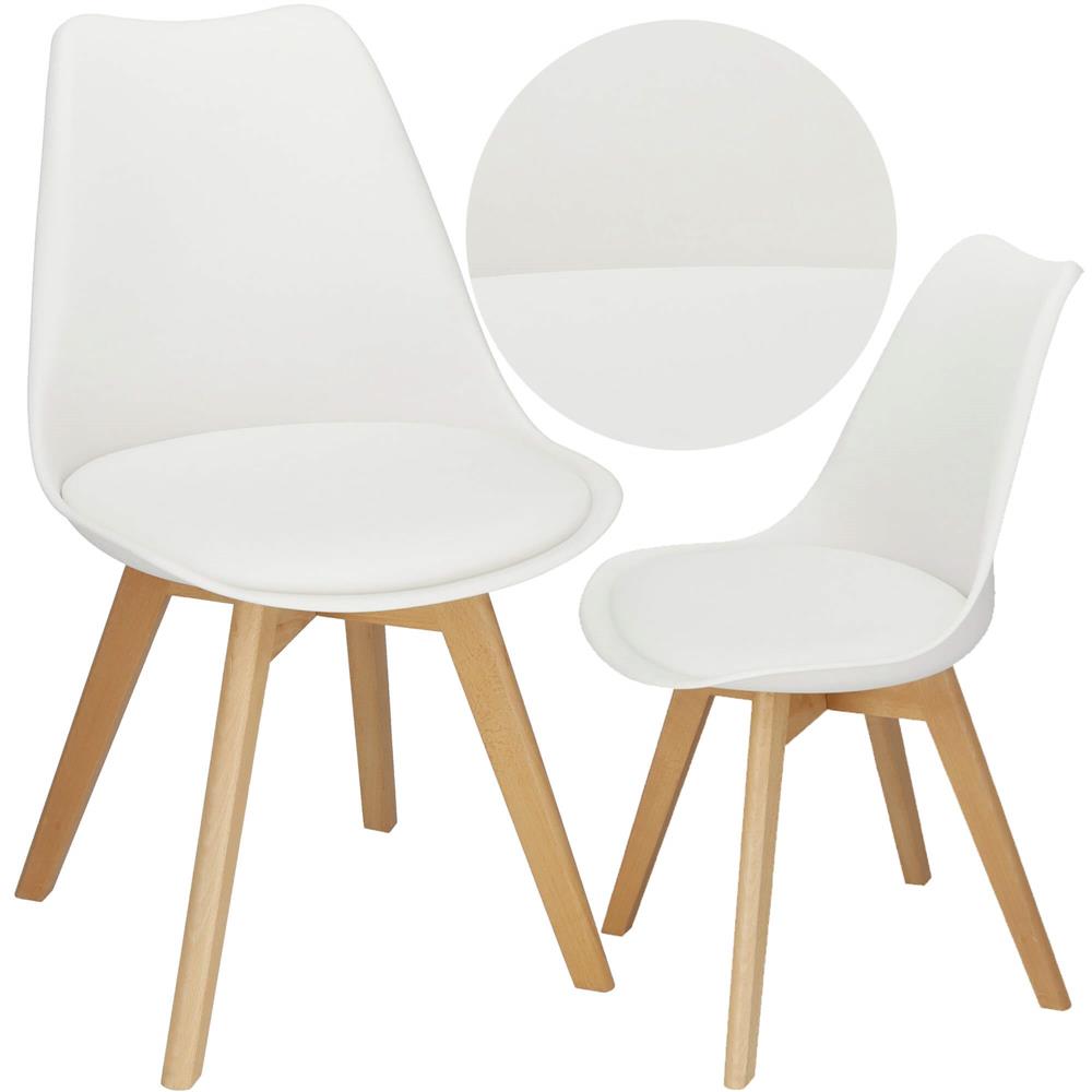 Set 4 scaune dining Verdhe pentru bucatarie cu perna tapitata cu piele ecologica, 44x82cm, alb Household NewTrend