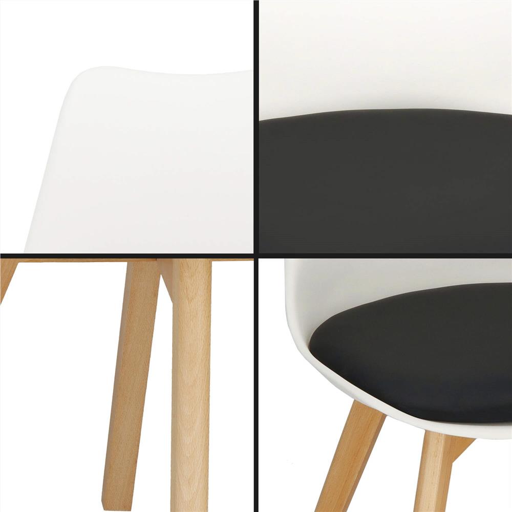 Set 4 scaune dining Verdhe pentru bucatarie cu perna tapitata cu piele ecologica, 44x82cm, alb negru Household NewTrend