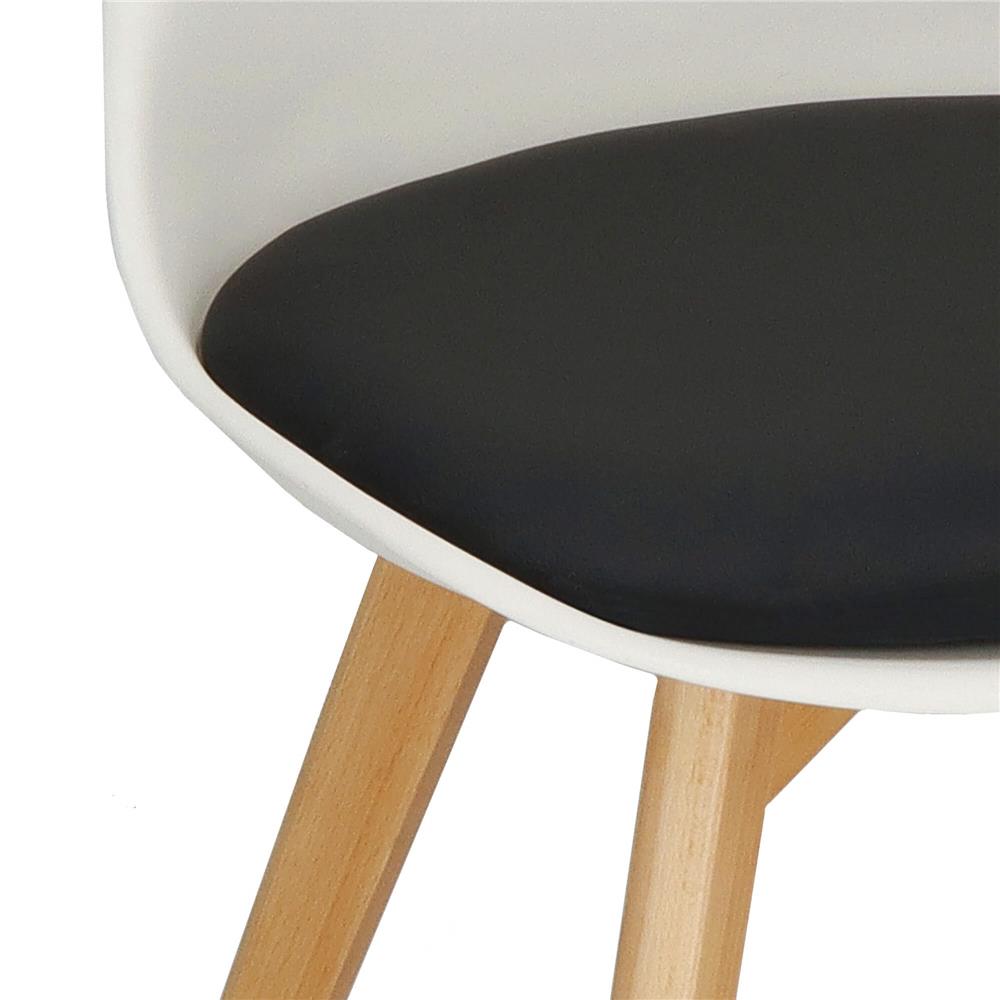 Set 4 scaune dining Verdhe pentru bucatarie cu perna tapitata cu piele ecologica, 44x82cm, alb negru Household NewTrend