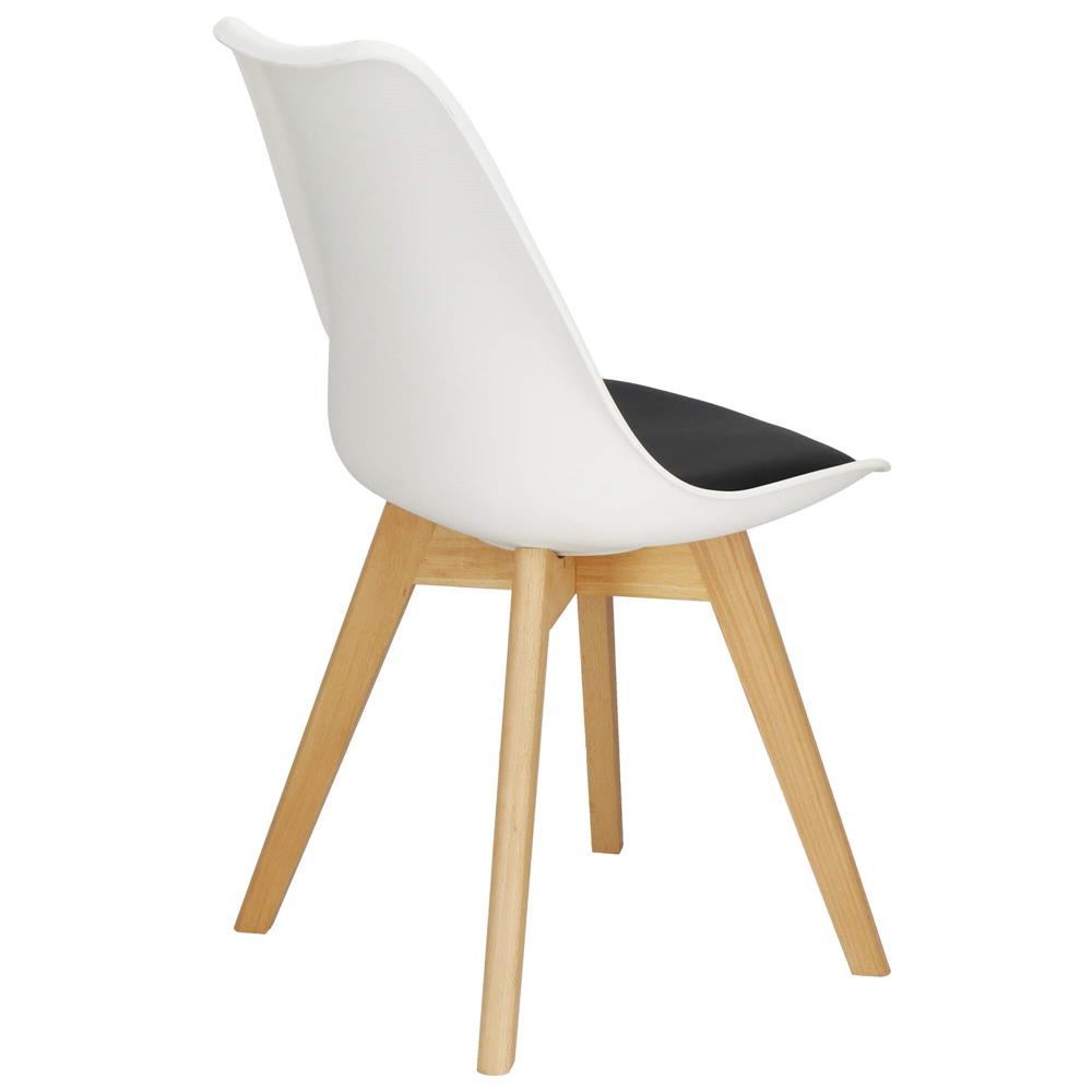 Set 4 scaune dining Verdhe pentru bucatarie cu perna tapitata cu piele ecologica, 44x82cm, alb negru Household NewTrend