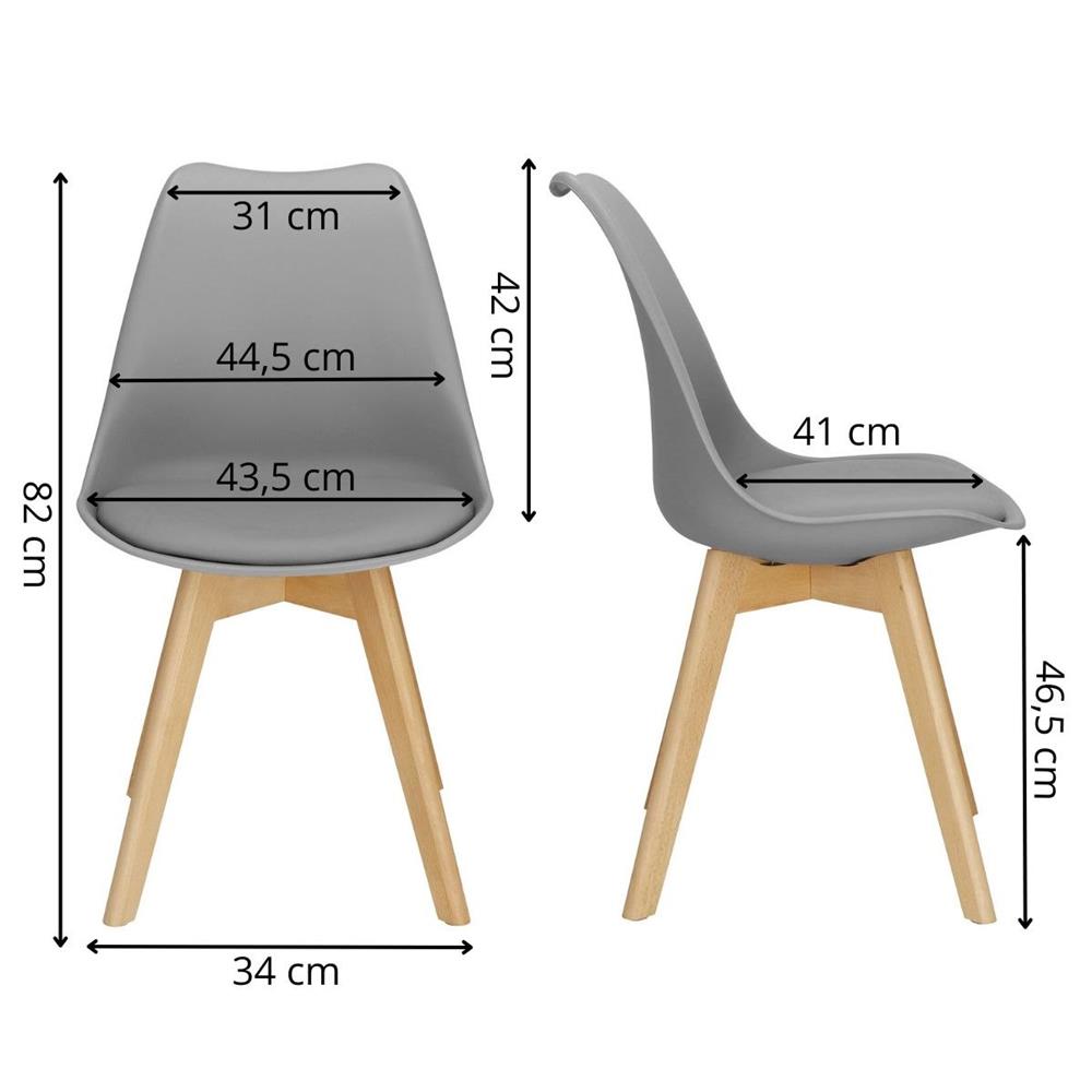 Set 4 scaune dining Verdhe pentru bucatarie cu perna tapitata cu piele ecologica, 44x82cm, gri Household NewTrend