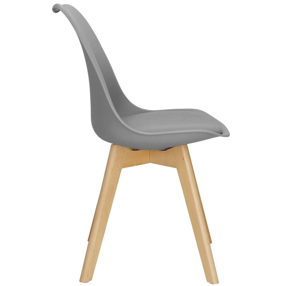 Set 4 scaune dining Verdhe pentru bucatarie cu perna tapitata cu piele ecologica, 44x82cm, gri Household NewTrend