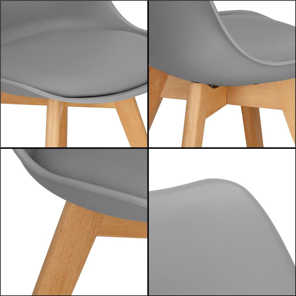 Set 4 scaune dining Verdhe pentru bucatarie cu perna tapitata cu piele ecologica, 44x82cm, gri Household NewTrend