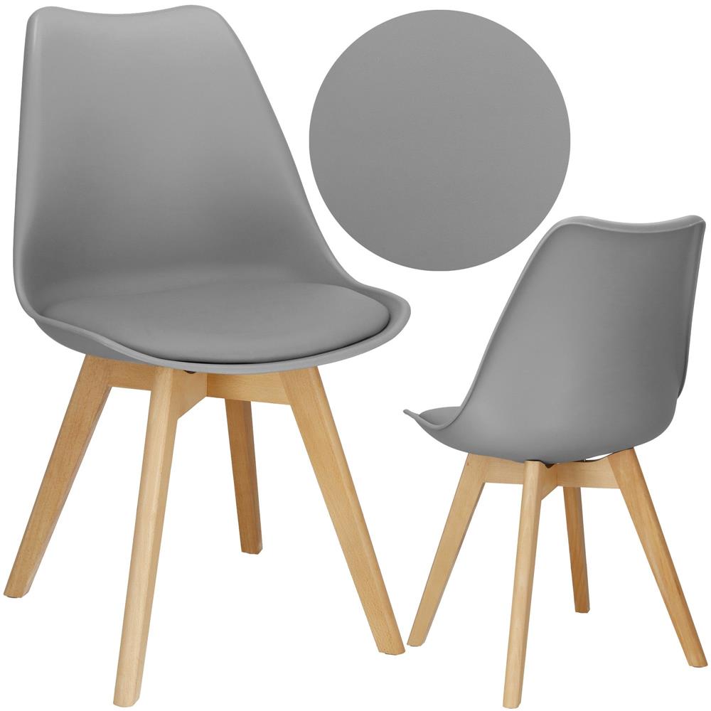 Set 4 scaune dining Verdhe pentru bucatarie cu perna tapitata cu piele ecologica, 44x82cm, gri Household NewTrend
