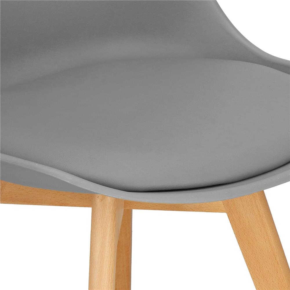 Set 4 scaune dining Verdhe pentru bucatarie cu perna tapitata cu piele ecologica, 44x82cm, gri Household NewTrend