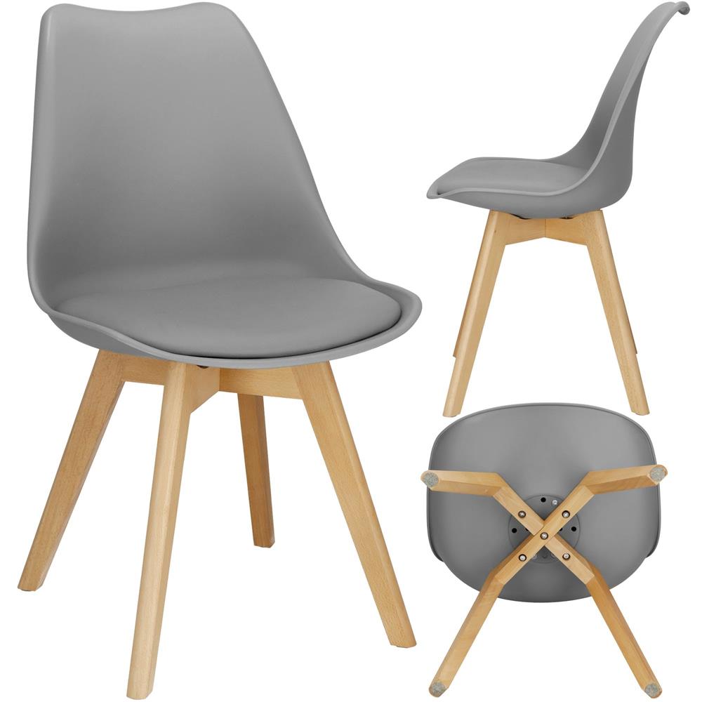 Set 4 scaune dining Verdhe pentru bucatarie cu perna tapitata cu piele ecologica, 44x82cm, gri Household NewTrend