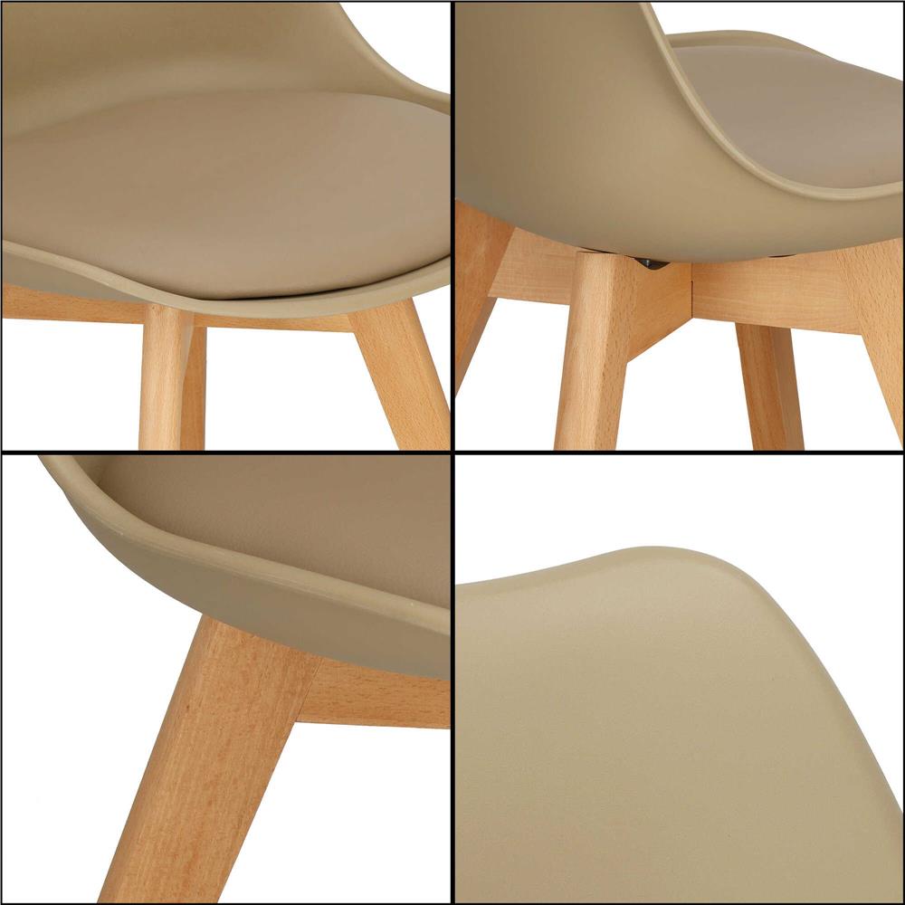 Set 4 scaune dining Verdhe pentru bucatarie cu perna tapitata cu piele ecologica, 44x82cm, maro Household NewTrend