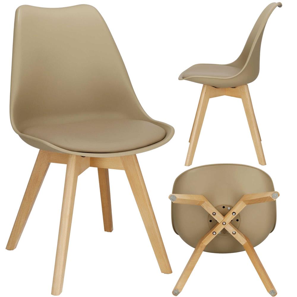 Set 4 scaune dining Verdhe pentru bucatarie cu perna tapitata cu piele ecologica, 44x82cm, maro Household NewTrend