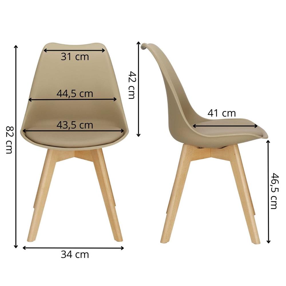 Set 4 scaune dining Verdhe pentru bucatarie cu perna tapitata cu piele ecologica, 44x82cm, maro Household NewTrend