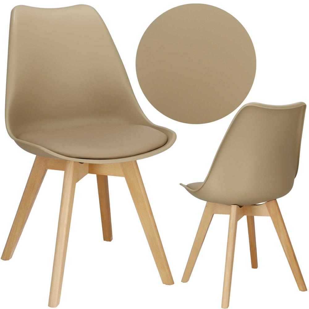 Set 4 scaune dining Verdhe pentru bucatarie cu perna tapitata cu piele ecologica, 44x82cm, maro Household NewTrend