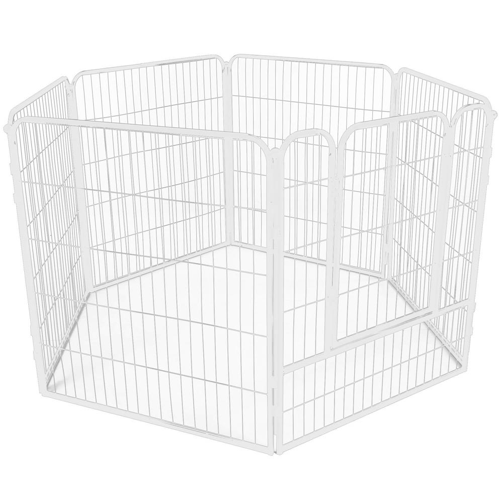 Tarc pentru animale de companie, din fier, forma configurabila, cu usa de acces, 4XL, 184x100x93cm, alb Household NewTrend