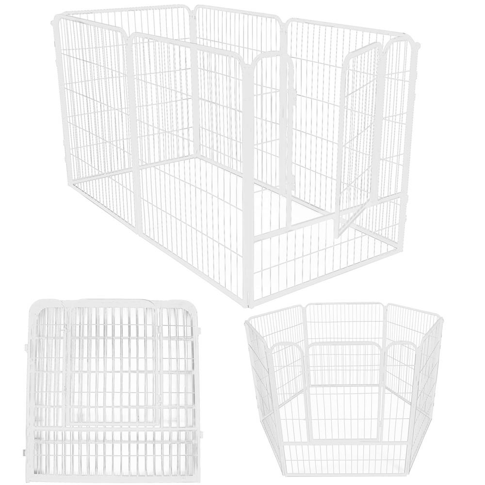 Tarc pentru animale de companie, din fier, forma configurabila, cu usa de acces, 4XL, 184x100x93cm, alb Household NewTrend