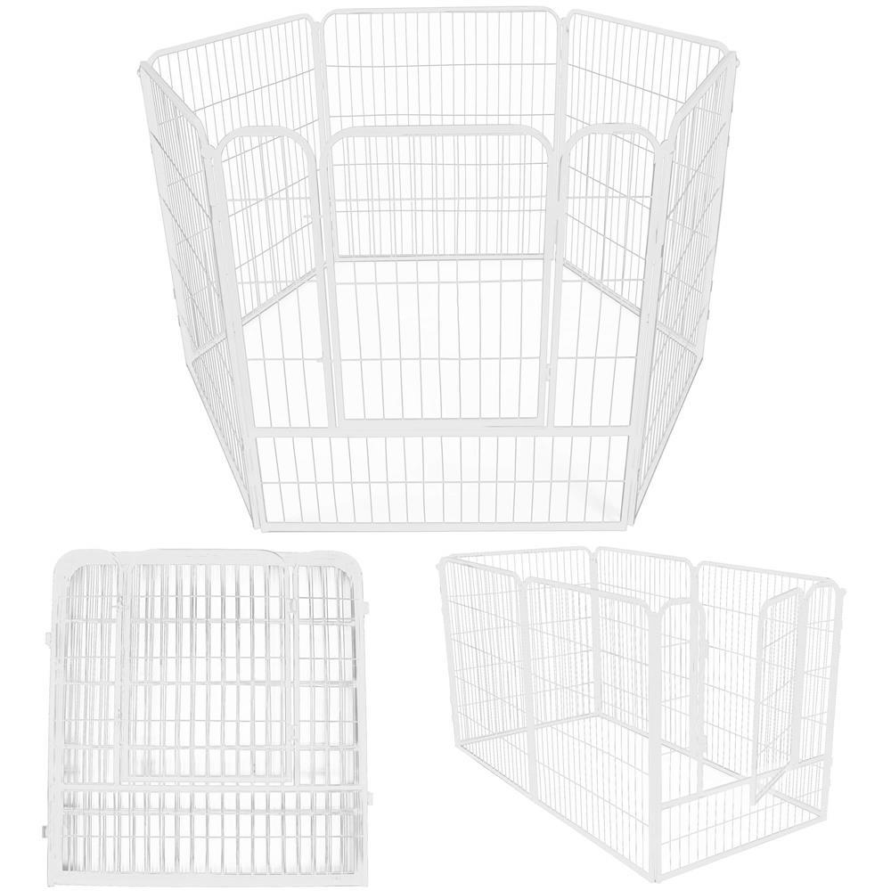 Tarc pentru animale de companie, din fier, forma configurabila, cu usa de acces, 4XL, 184x100x93cm, alb Household NewTrend