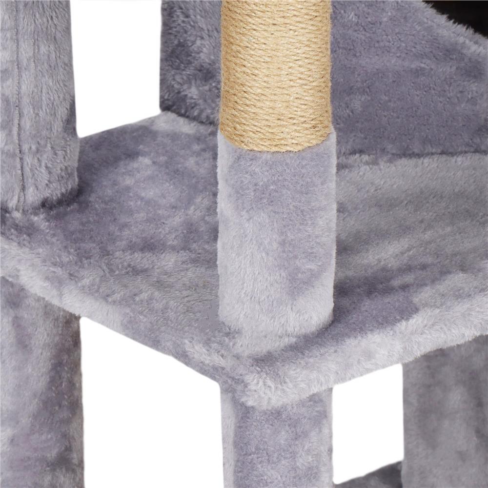 Ansamblu de joaca pentru pisici, cu loc pentru zgariat, ascuns, culcus, minge, 124cm, gri Household NewTrend