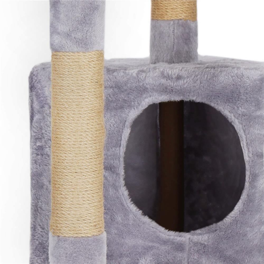 Ansamblu de joaca pentru pisici, cu loc pentru zgariat, ascuns, culcus, minge, 124cm, gri Household NewTrend