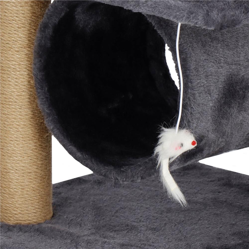 Ansamblu de joaca pentru pisici, cu loc pentru zgariat, ascuns, platforma, 62cm, gri inchis Household NewTrend